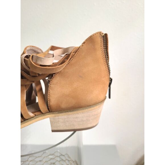 Coldwater‎ Creek Tan Brown Leather Ankle Boots US 10 Half Strappy Boho Bohemian - Picture 6 of 8